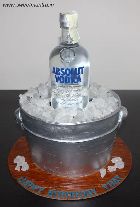 Absolut vodka alcohol bucket shaped 3D cake by Sweet Mantra - Customized 3D cakes Designer Wedding/Engagement cakes in Pune - http://cakesdecor.com/cakes/332111-absolut-vodka-alcohol-bucket-shaped-3d-cake Birthday Cake Vodka, Alcohol Birthday Cake, Liquor Cake, Cake Vodka, Alcohol Cake, Friends Birthday Cake, Fondant Cakes Birthday, Bottle Cake, 60th Birthday Cakes