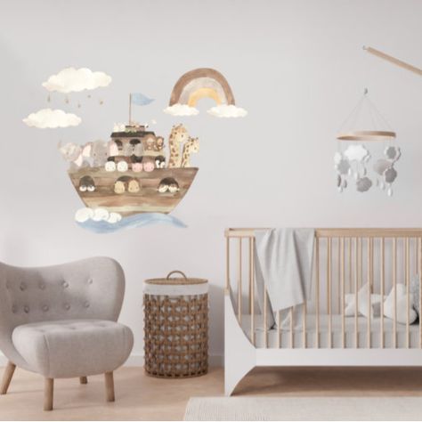 Modern Noahs Ark Nursery, Nursery Ideas Noahs Ark, Noah’s Ark Nursery Ideas, Noahs Arc Themed Nursery, Noahs Ark Themed Nursery, Noah's Ark Nursery Theme, Noah Ark Nursery, Church Nursery Ideas Decor, Noah's Ark Nursery