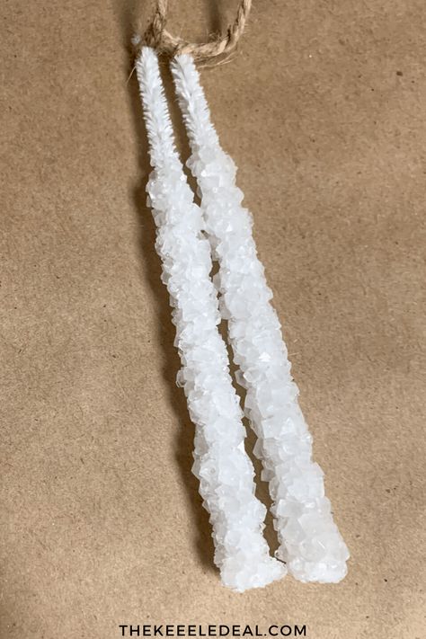 Diy Christmas Tree Icicles, Icicle Ornaments Diy, Diy Icicle Ornaments, Icicle Crafts, Vintage Christmas Diy, Christmas Crafts To Make And Sell, Borax Crystals, Ornament Tags, Christmas Crafty