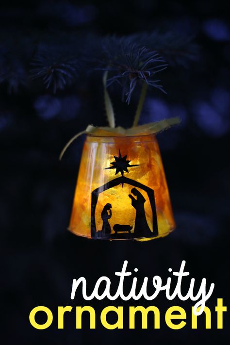 Lighted Nativity Ornament:  Such a beautiful Christmas craft for kids and a way to display the reason for the season! Christmas Vbs, Ccd Activities, December Lessons, Christmas Sunday School, Diy Nativity, Christmas Church, Religious Crafts, Faith Formation, Nativity Ornaments