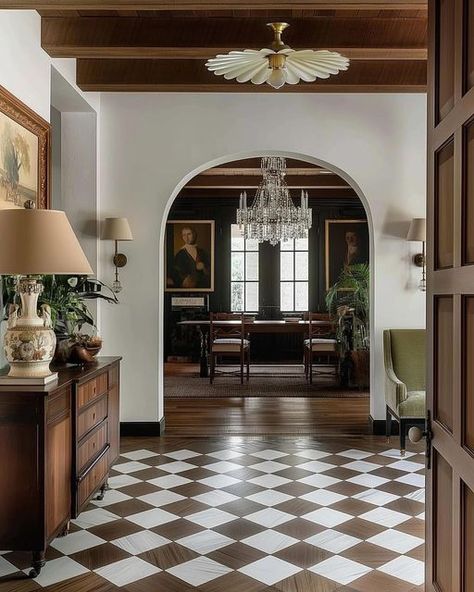 LM Design Studio on Instagram: "For the love of checker floors - timeless elegance.  1- @vivirdesign (AI) 2- @elfvinggarden  3- @melaniejadedesign (AI) 4- @heidicaillierdesign  Photo: @haris.kenjar  5- @blankslatestudio  Photo: @owengale  6- @carlyjointeriors  Photo: @stofferphotographyinteriors  7- @houseninedesign  Photo: @joeykendalbrown  8- @beetrootandblack  9- @mcgeeandco  10- @flipping_vintage76  Via @vivirdesign  #homeinspiration #modernclassic  #howihaven #decorazioni #mycuratedaesthetic  #ihavethisthingwithfloors  #decorlovers #dailydecordose #smmakelifebeautiful #theworldofinteriors  #currentdesignsituation #mycovetedhome  #interior444 #archilover #cornerofmyhome #passion4interior #inspotoyourhome #luxuryhome #designsponge #myhousebeautiful #collectibledesign #currenthomeview  # Checkered Entrance Floor, Checkered Floor Office, Checkered Entry Floor, Vintage Checkered Floor, Checkered Tile Entryway, Brown And White Checkered Floor, Kitchen With Checkered Floor, Checker Tile Floor, Checkered Entryway