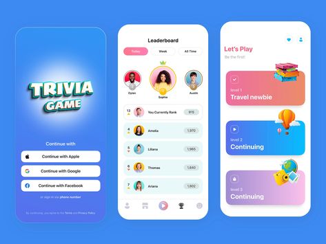 Quiz Game Ui, Game App Ui, Trivia App, Uiux Design, Desain Ui, App Interface Design, Ui Design Website, Game Ui Design, Trivia Game