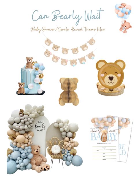 Can’t Bearly Wait Baby Shower Decorations, Cant Bearly Wait Baby Shower Theme, We Can Bearly Wait Decorations, We Can Barely Wait Baby Shower Theme Boy, Bearly Wait Baby Shower Ideas Boy, We Can Bearly Wait Baby Shower Ideas, Can Barely Wait Baby Shower Theme, Cant Bearly Wait, Nearly Wait Baby Shower Ideas