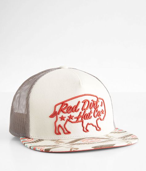 Red Dirt Hat Co. Big Bison Trucker Hat - Cream/Grey , Men's Cream Embroidered southwestern print snapback hat One size fits most. Apparel & Accessories > Clothing Accessories > Hats Southern Hats Men, Red Dirt Hat Co, Fire Hats, Hat Cream, Western Stuff, Country Hats, Western Clothes, Mens Trucker Hat, Twenty Twenty