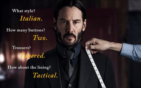 John Wick's Bulletproof Suit - The GentleManual | A Handbook for Gentlemen & Scoundrels John Wick Suit, Bulletproof Suit, John Wick Style, John Wick Quotes, John Wick Aesthetic, John Wick Hd, Keanu Reeves Quotes, John Wick Movie, Keanu Reeves John Wick