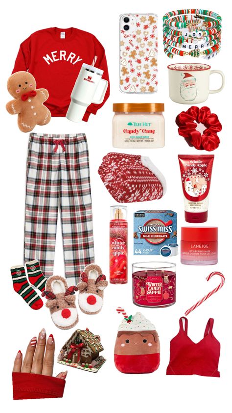 Preppy Christmas Pjs, Pajama Set Christmas, Aesthetic Christmas Pjs, Pyjama Christmas, Cute Christmas Pjs, Christmas Sleepover Ideas, Brr Basket, Preppy Christmas Outfit, Cozy Christmas Outfit