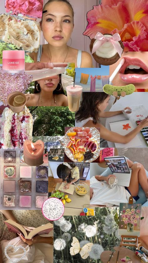 May mood board #spring #summer #aesthetic #moodboards #floral #wallpaper #may #pink Candy Moodboard, Mood Board Spring, May Mood Board, June Mood Board, Spring Summer Aesthetic, Different Seasons, 2024 Vision, Of Wallpaper, Summer Aesthetic