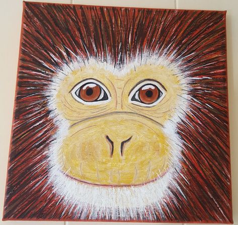 Monkey Painting Acrylic Easy, Monkey Painting Easy, Monkey Painting, Lovely Paintings, Easy Animals, Monkey Face, Cute Paintings, Black Tree, Animal Painting