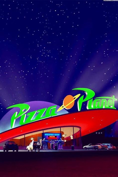 Planet Pizza Toy Story, Pizza Planet Wallpaper, Pizza Planet Party, Wallpaper Toy Story, Toy Story Art, Toy Story Poster, Disney Pizza, Pixar Wallpaper, Toy Story Wallpaper