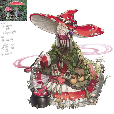 ArtStation - mushroom witch Mushroom Witch, Anime Design, Witch, Entertainment, Media, Film, Books, Anime, Red