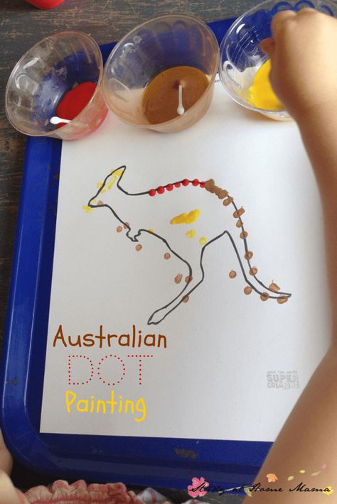 Australian Dot Painting: Australia Craft for kids to learn about Aborigine culture as part of an Australia unit study Australia Day Craft, Around The World Crafts For Kids, Australia Continent, Australia Crafts, Aboriginal Education, Around The World Theme, Geography For Kids, Aboriginal Dot Painting, Cultural Crafts