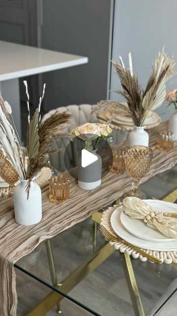 Home decor | Beauty | Table setting on Instagram: "Creating a dreamy Boho table setup! ✨🌿   Every piece you see on this table is available in my storefront—just check the link in my bio for all the details. 💫 Perfect for your next cozy gathering or special occasion!  #tablesetting #boho #tablescape #bohotable" Boho Tablescape, Cozy Gathering, Beauty Table, Boho Table, Table Setup, Art Table, Home Hacks, Table Top Decor, Store Fronts