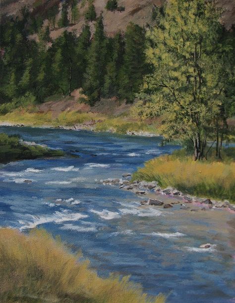 River Drawing, Nature Paintings Acrylic, River Painting, Lake Painting, The Observer, Scenery Paintings, River Art, Landscape Art Painting, Nature Drawing