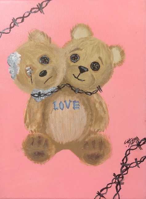 Teddy Bear Paintings Acrylic, Teddy Bear Painting, Divinely Feminine, Bears In Love, Bear Paintings, Hand Painted Clothing, Love And Friendship, Unique Paintings, Using Acrylic Paint