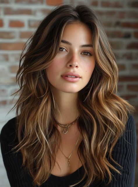 Rambut Brunette, Brown Hair Balayage, Hair Haircuts, Long Brown Hair, Dark Brown Hair, Light Brown Hair, Hair Color Trends, Brunette Hair, Hair Transformation