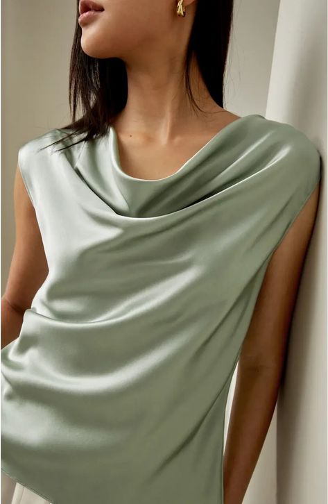 Women's New Arrivals: Clothing, Shoes & Beauty | Nordstrom Green Silk Top, Cowl Neck Shirt, Blouse Man, Tailored Clothes, Corporate Outfits, Silk Outfit, Silk Press, Cowl Neck Top, Silk Charmeuse