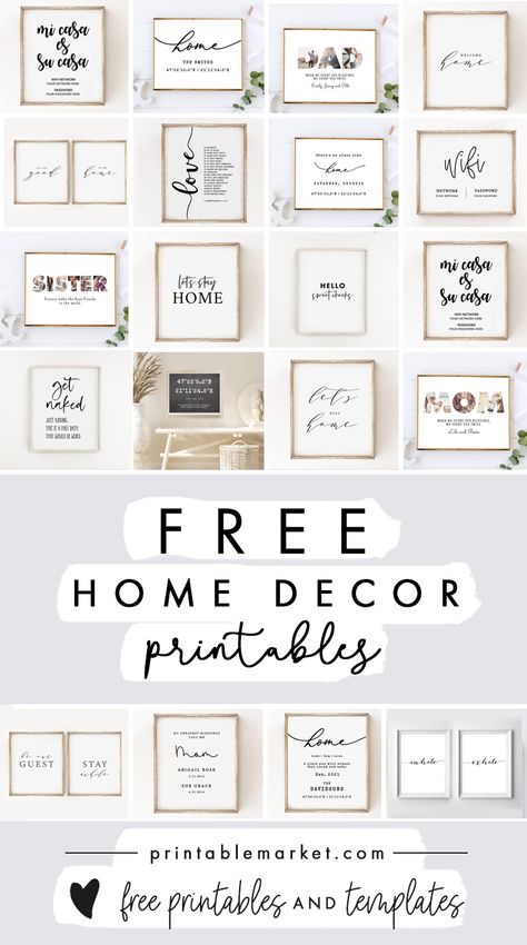 Free Printable Family Quotes, Printable Gallery Wall Art, Farmhouse Prints Free Printable, 4x6 Printable Wall Art Free, Free Decor Printables, Free Printable Bedroom Wall Art, Free Download Printables Wall Art Living Room, Boho Wall Art Printables Free Living Room, Farmhouse Bathroom Printables Free