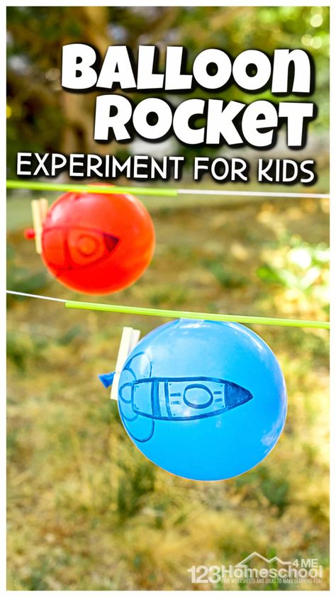 Balloon Racers Science, Physics For Preschoolers, Balloon Rocket Science Experiment, Ballon Science Experiments, Ballon Rocket Experiment, Balloon Rocket Race, Transport Science Experiment, Science Projects For 2nd Grade, 3rd Grade Experiments