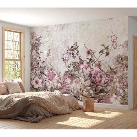 Wildon Home® Reay Peel & Stick Wallpaper | Wayfair Large Floral Wallpaper, Ingrain Wallpaper, Floral Meadow, Wallpaper Vinyl, Floral Wall Decals, Flower Wreaths, Chinoiserie Wallpaper, Removable Wall Decals, Whimsical Garden