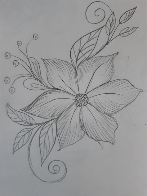 Pencil Drawings Of Flowers, Flower Pattern Drawing, Doodle Art Flowers, Easy Love Drawings, Diy Bead Embroidery, Jewelry Design Drawing, Border Embroidery Designs, Embroidery Motifs, Handwork Embroidery Design