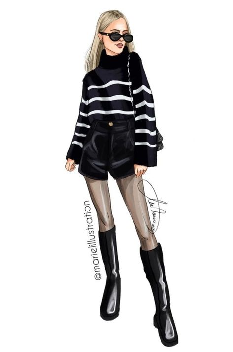 Casual Outfits Illustration Fashion Sketches, Casual Wear Illustration Sketches, Casual Outfits Illustration, Casual Wear Illustration, Dress Illustration Design, Fashion Illustration Face, Fashion Illustration Poses, Fashion Design Books, Fashion Figure Drawing