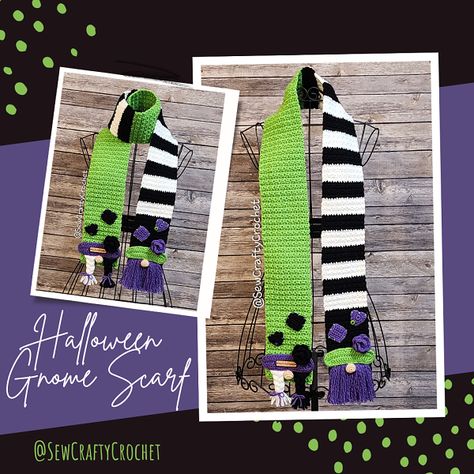 Gnome Scarf, Halloween Colors, Halloween Gnome, Crochet Halloween, Big Twist, Purple Halloween, Crochet Blog, Gnome Patterns, Halloween Crochet