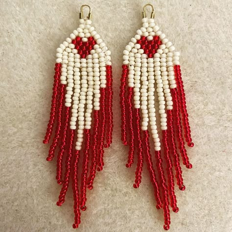 Brick Stitch Heart Earrings, Free Brick Stitch Earring Patterns, Beaded Valentine Earrings, Brick Stitch Pattern Earring, Beaded Heart Earrings, Red Beaded Earrings, Red Bead Earrings, Miyuki Beads Pattern, Seed Bead Jewelry Patterns