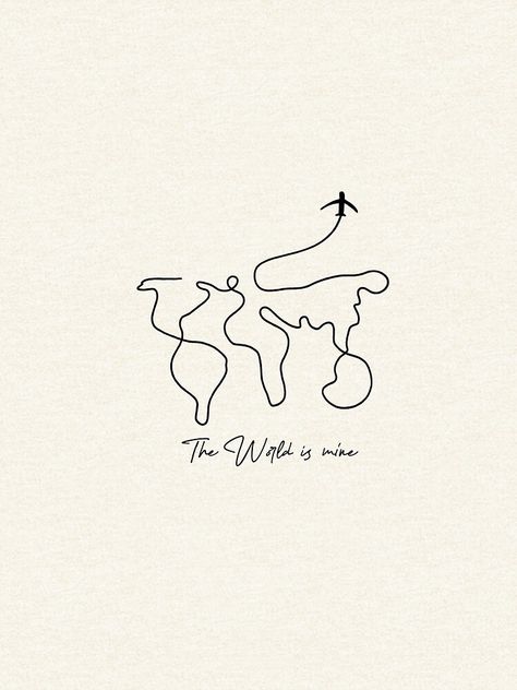 The World Is Mine Tattoo, World Map Embroidery, Rich Drawing, World Map Tattoo, Minimal Art Painting, Tattoo World, Embroidered Canvas Art, Airplane Tattoos, Map Tattoos