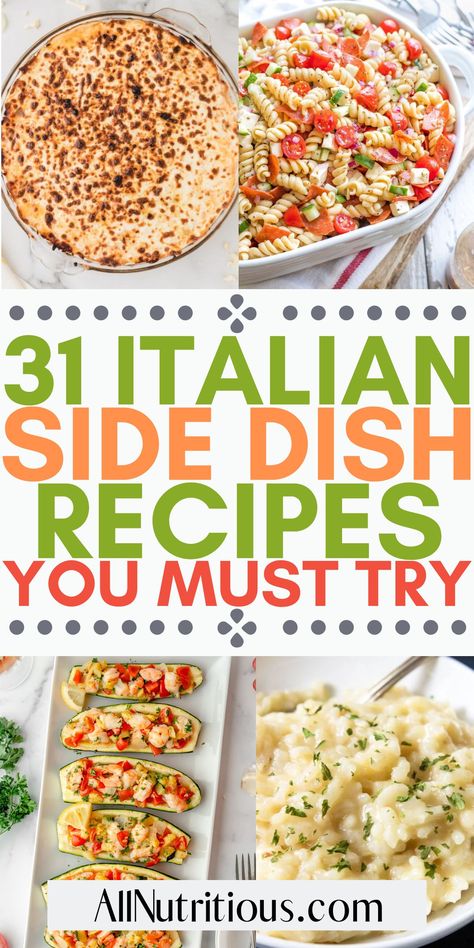 If you want to change up your regular Italian dinner sides you need to see these incredibly delicious Italian side dish ideas. These yummy Italian side dish recipes are perfect for everyone to enjoy a lovely easy dinner for family. Give these easy dinner recipes a try! Spaghetti Sides Dishes, Lasagna Sides, Lasagna Side Dishes, Italian Thanksgiving, Italian Side Dishes, Italian Roast, Italian Side, Spaghetti Dinner, Italian Dinner Recipes