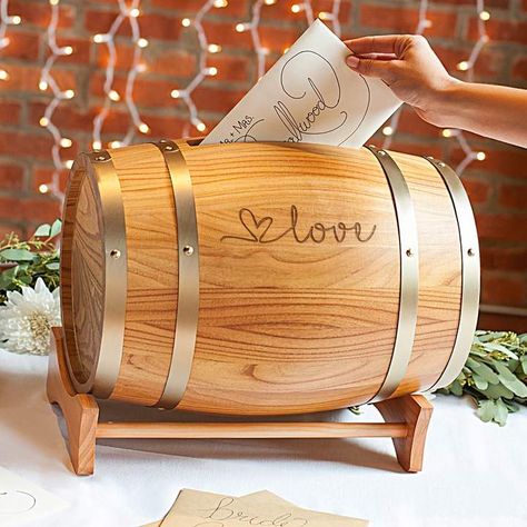 Cathy's Concepts Cathys Concepts Love Wine Barrel Gift Card Holder Wine Barrel Wedding, Reception Gifts, Barrel Wedding, Wedding Gifts For Bride And Groom, Top Wedding Trends, Wedding Card Holder, Wedding Table Plan, Wedding Gifts For Bride, Card Box Wedding