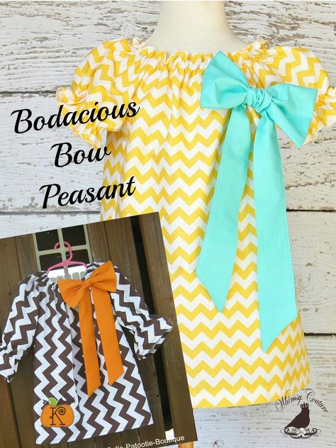 Whimsy Couture Bodacious Bow Peasant Dress PDF Sewing Pattern Couture Sewing Patterns, Peasant Dress Sewing Pattern, Olivia Outfits, Peasant Dress Patterns, Girls Peasant Dress, Basic Dresses, Romper Sewing Pattern, Baby Stella, Trendy Sewing Patterns