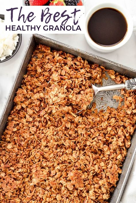 Better Than Martha Stewart Granola, Healthy Granola Recipe Clean Eating, Granola With Protein Powder, Granola Without Nuts Recipe, How To Make Granola Healthy, No Sugar Granola Recipe, Soft Granola Recipe, Healthy Granola Recipe Low Sugar, Gronala Recipes Easy