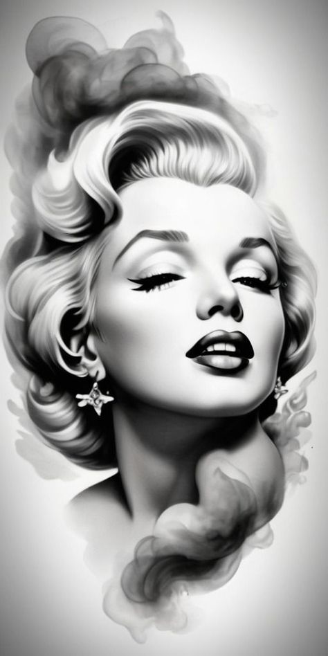 Marilyn Monroe Face Tattoo, Marilyn Monroe Tattoo Stencil, Marilyn Monroe Drawings, Marilyn Monroe Tattoos, Tattoo Portrait Ideas, Marilyn Monroe Tattoo Ideas, Realistic Tattoo Design Ideas, Marilyn Monroe Tattoo Designs, Marilyn Monroe Dibujo