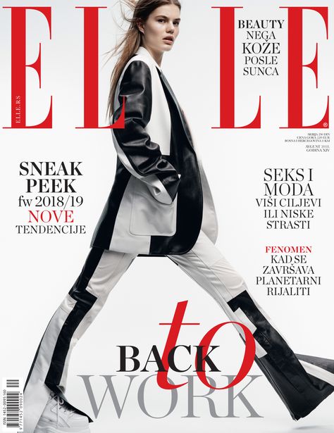 Elle Serbia, august 2018 Elle Magazine Layout, Photoshoot Layout, Elle Magazine Cover, Magazine Cover Layout, Magazine Cover Page, Media Magazine, Lookbook Design, Fashion Dream Job, Black Magazine