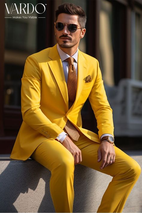 >>ORIGINAL ARTWORK AND CONTENT, PLEASE DO NOT COPY<< Men Suits, Suits For Man, Stylish Yellow Two Piece Suit for Men - Modern and Sleek Formalwear, Formal piece Wedding Suit, Double Breasted, Formal Fashion Slim Fit Suit Elevate your style quotient with our meticulously crafted Yellow Two Piece Suit for Men. Tailored to perfection, this modern ensemble seamlessly blends sophistication and contemporary flair. Crafted from high-quality materials, the suit not only ensures a comfortable fit but als Suits Men Yellow, Male Yellow Outfit, Yellow Fitted Formal Suits, Bruh Girl Aesthetic Outfits, Classic Yellow Formal Suits, Luxury Yellow Semi-formal Suits, Two Piece Suit For Men, Outfits Caballero, Suit Double Breasted