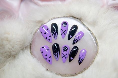 Pastel Goth Nails, Pastel Goth Aesthetic, Ten Nails, Heart Eye, Nails Arts, Punk Nails, Gothic Nails, Anime Nails, Goth Nails