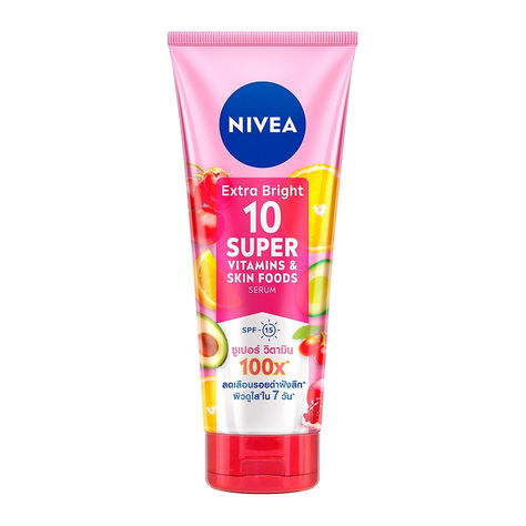 Nivea Extra Bright 10 Super Vitamins & Skin Foods SPF15 Body Serum Body Wash Packaging, Skin Foods, Nivea Lotion, Nivea Cream, Goji Berry, Body Serum, Amazon Beauty Products, Brighten Skin, Skin Food