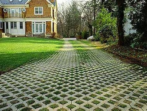 Driveway-Drainage Grass Pavers Driveway, Driveway Design Ideas, Permeable Pavers Driveways, Turf Paver, Driveway Materials, Grass Driveway, Landscape Hardscape, Grass Pavers, Front Yard Decor