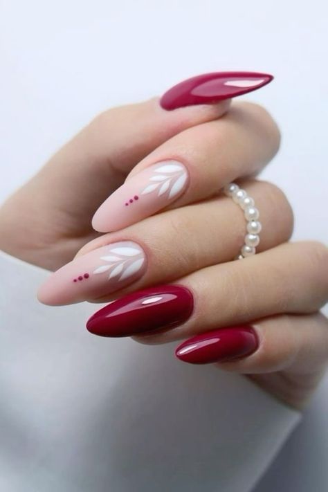 Nail February Ideas, Subtle February Nails, Elegant Nails Stiletto, Simple February Nails Almond, February Almond Nails, Feb Nails 2024, Nails February 2024, February Nail Inspo 2024, Valentine’s Day Nails Red