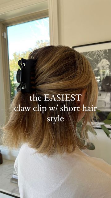 25 Gorgeous Claw Clip Hairstyles - Haircut Ideas Bob Hairstyles Claw Clip, Hair Half Up Half Down Short Length, Short Wavy Hair Claw Clip, Bob Hair Clips Style, Bob Hair Claw Clip, Clip Up Short Hair, Claw Hairclip Hairstyles Short Hair, Hair Claw For Short Hair, Claw Clip Hairstyles Short Hair Half Up Half Down