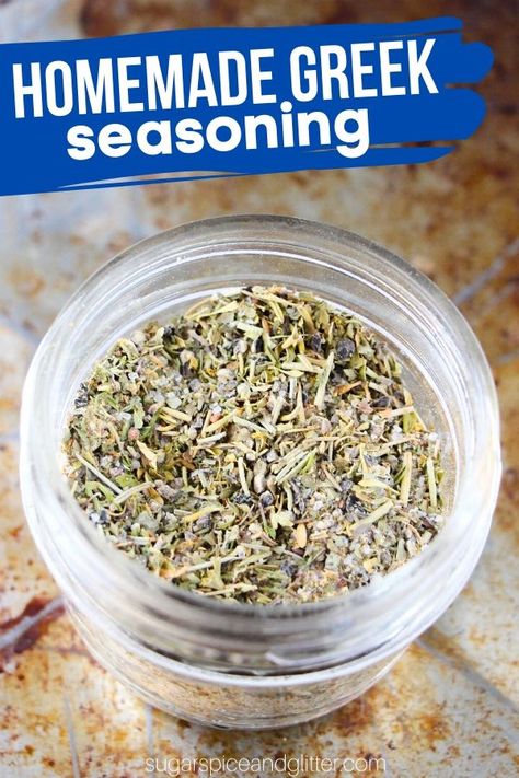 A super simple recipe for homemade Greek seasoning - perfect for adding to all of your favorite dishes or making homemade greek salad dressing! Greek Seasoning Recipe, Homemade Greek Salad Dressing, Homemade Greek Salad, V Day Gifts For Him, V Day Gifts, Greek Spices, Greek Foods, Beef Kebabs, Greek Salad Dressing