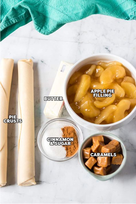 Taco Bell Desserts, Caramel Apple Empanadas, Dessert Empanadas, Caramel Apple Pie Filling, Apple Empanadas, Melted Caramel, Taco Bell Copycat, Copycat Taco Bell, Fried Apple Pies