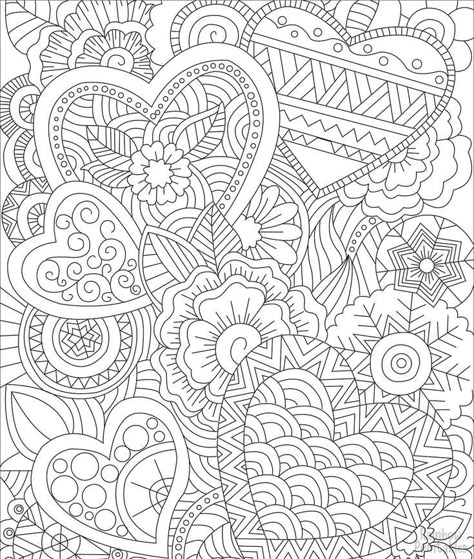 Mandala Coloring book page and line art Line Art Coloring Pages, Line Art Coloring, Art Coloring Pages, Arte Doodle, Mandala Doodle, Abstract Coloring Pages, Valentine Coloring Pages, Heart Coloring Pages, Love Coloring Pages