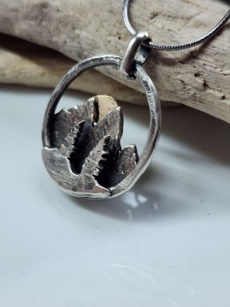 This was a challenge! Handcrafted sterling silver pendant necklace, I also added a darker finish to soften the look. Free shipping! Saw Pierced Pendant, Jewelry 101, Mountains And Trees, Soldered Jewelry, Soldered Pendants, Adornment Jewelry, Silver Clay, Soldering Jewelry, The Rising Sun