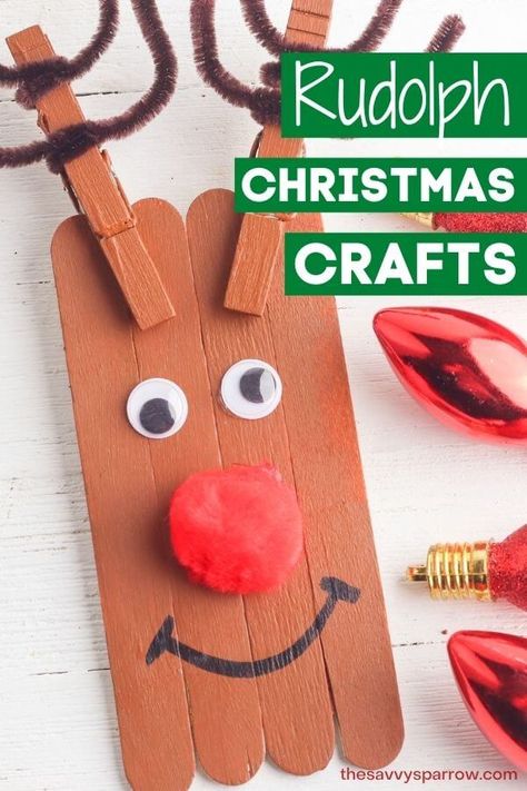 These popsicle stick Christmas crafts are great Christmas ideas for perschool and kindergarteners! Learn how to make these cute and easy reindeer crafts using just a few simple supplies! Jumbo Popsicle Stick Crafts, Popsicle Stick Reindeer, Rudolph Ornaments, Reindeer Craft For Kids, Stick Reindeer, Easy Christmas Crafts For Toddlers, Rudolph Crafts, Cute Popsicle, Christmas Ornaments Diy Kids