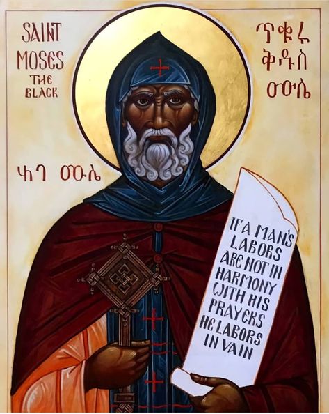 Black Moses Art, Saint Moses The Black, Black Saints, Ethiopian Icons, Desert Fathers, Blacks In The Bible, Orthodox Iconography, Early Church Fathers, Sons Of Jacob