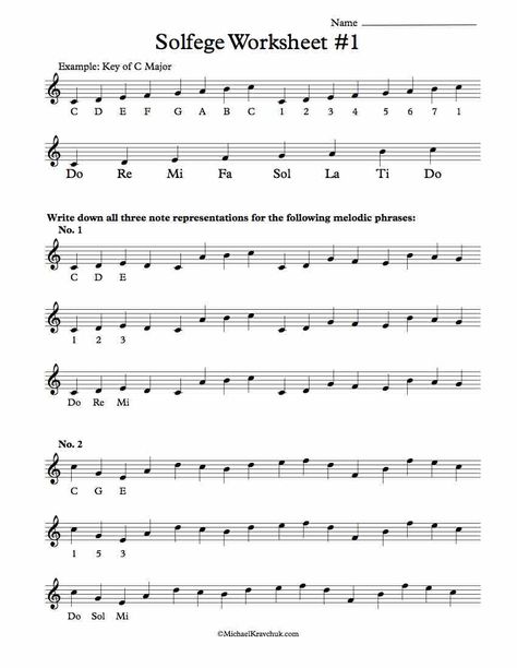 Worksheet #1 - Solfege Worksheets for Classroom Instruction Solfege Worksheets, Free Music Theory Worksheets, Process Journal, Elements Of Music, Music Education Lessons, Beginner Piano Music, Sight Reading, Music Theory Worksheets, Music Teaching Resources