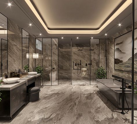 Luxury Style Villa Design / South Africa :: Behance Rich Bathroom Luxury, Mr Crawling, Mansion Bathrooms, Luxury Dorm, Mansion Bathroom, تصميم دورة مياه, Luxury Master Bath, Rich Vibes, Mansion Interior Design