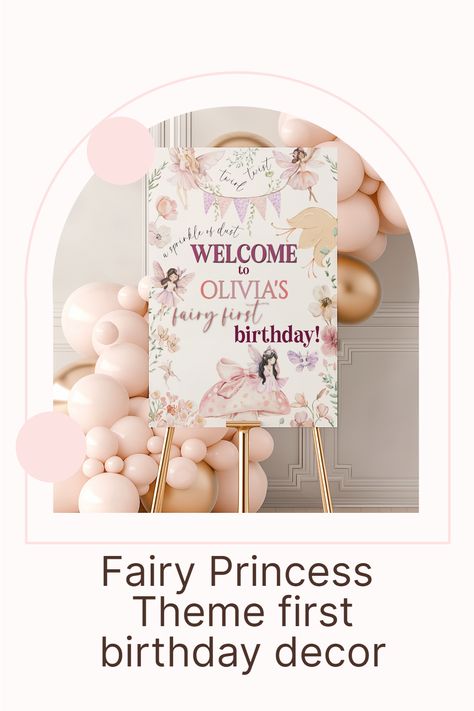 Introducing our enchanting "My Fairy First Birthday Welcome Sign" - the perfect way to announce your little one's milestone with whimsy and charm! This editable birthday party sign template is adorned with delightful fairy princess imagery, set amidst an enchanted magic garden backdrop. Garden Backdrops, Princess Theme Party, Princess Theme, First Birthday Party Themes, Fairy Princesses, Sign Templates, Party Signs, Banners Signs, Welcome Sign