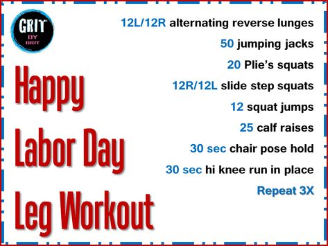 Labor Day Workout Ideas, Labor Day Workout, Themed Workouts, Plyo Workouts, 4 Day Weekend, Holiday Workout, Chair Pose, Leg Workouts, Boot Camp Workout